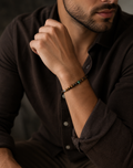 Walter Silver and Stone SKINNY Bracelet - Brown Tigers Eye and Green Jade