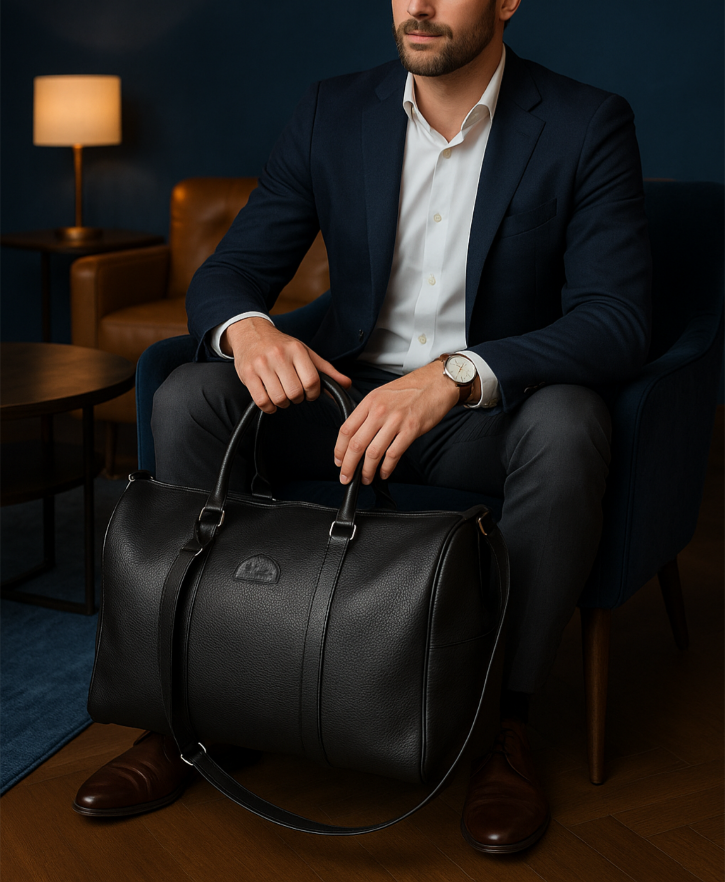 Leather Travel Bag 20L - Black