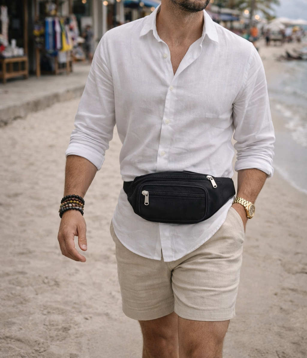 Riñonera de piel n.º 22 - Negra