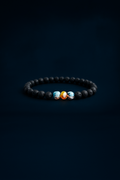 Pulsera de piedra volcánica n.° 47 (ámbar y turquesa)