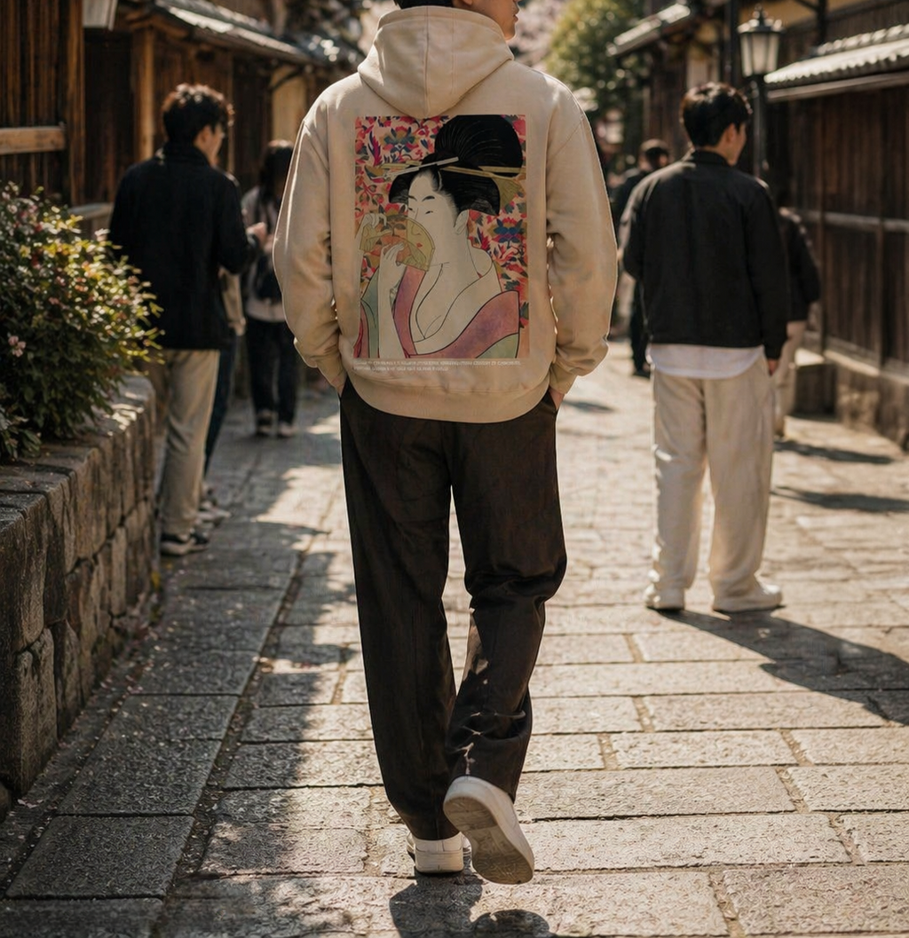 Heavy-Weight Premium Hoodie "Kushi" by Utamaro Kitagawa (1753-1806) Hoodie