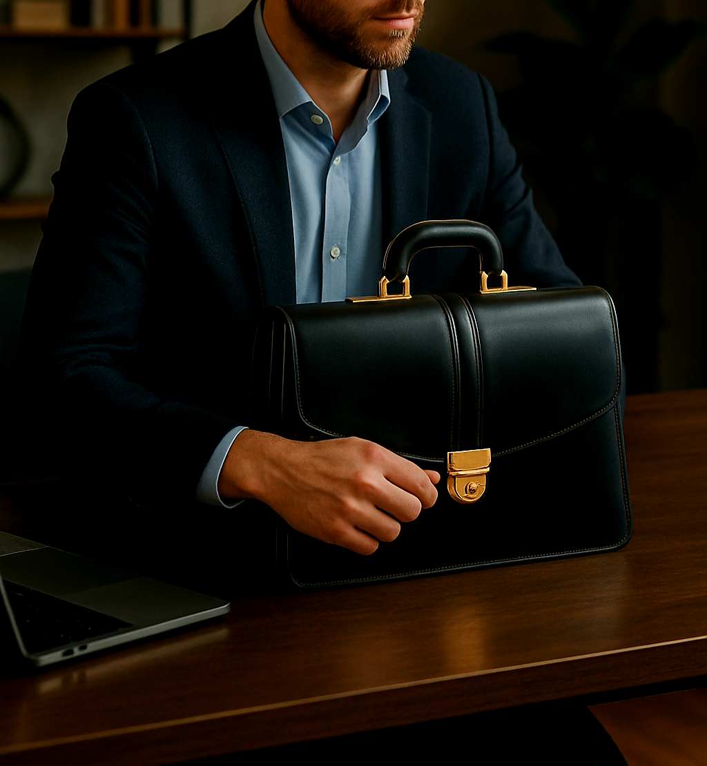 Leather Briefcase No. 99 - Black